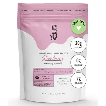 22 Days Nutrition Organic Protein Powder, Strawberry