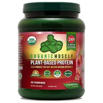 Organic Muscle Plant-Based Protein Powder Strawberry Flavor