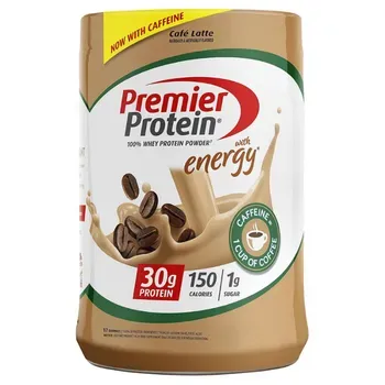 Premier Protein's Whey Protein Powder Cafe Latte Flavored