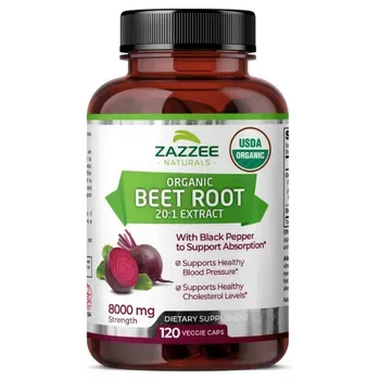 Zazzee Organic Beet Root Extract Veggie Caps